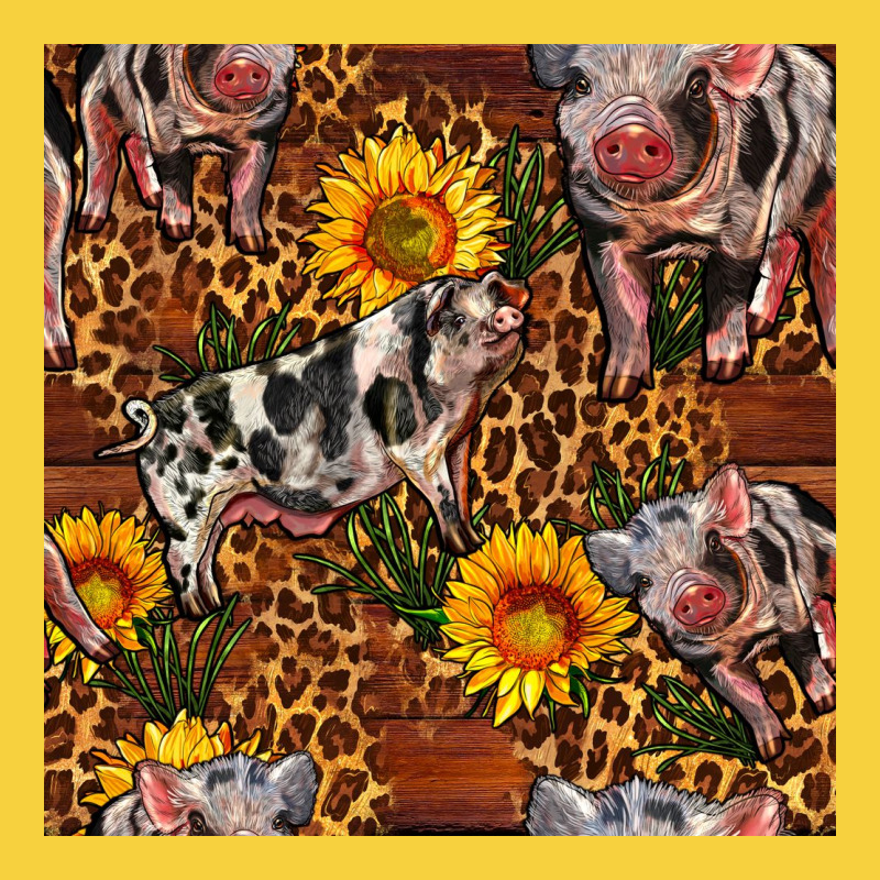 Western Spotted Pig With Sunflowers Seamless Premium Sweatshirt by FaDigitalArtStudio | Teevron