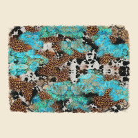 Western Cowhide And Leopard With Turquoise Background Ladies Tee | Teevron