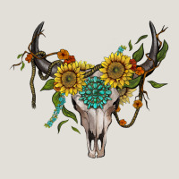Boho Bullskull With Sunflower And Gemstone Heavy Core Tee | Teevron