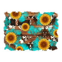 sunflower and cowhides with wood and turquoise background | Teevron
