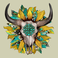 Boho Bullskull With Sunflower And Gemstone Heavy Core Tee | Teevron