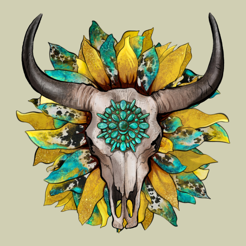 Boho Bullskull With Sunflower And Gemstone Heavy Core Tee by Artiststas | Teevron