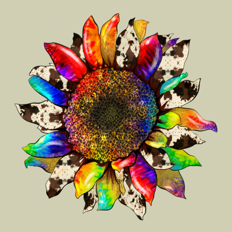 Tie Dye Sunflower With Cowhide Heavy Core Tee by Artiststas | Teevron