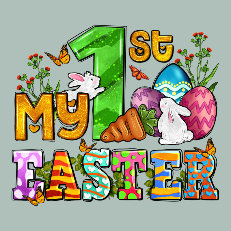 Easter Day My First Easter With Eggs And Rabbits Heavyweight Hoodie by OliviaCreatesArt | Teevron