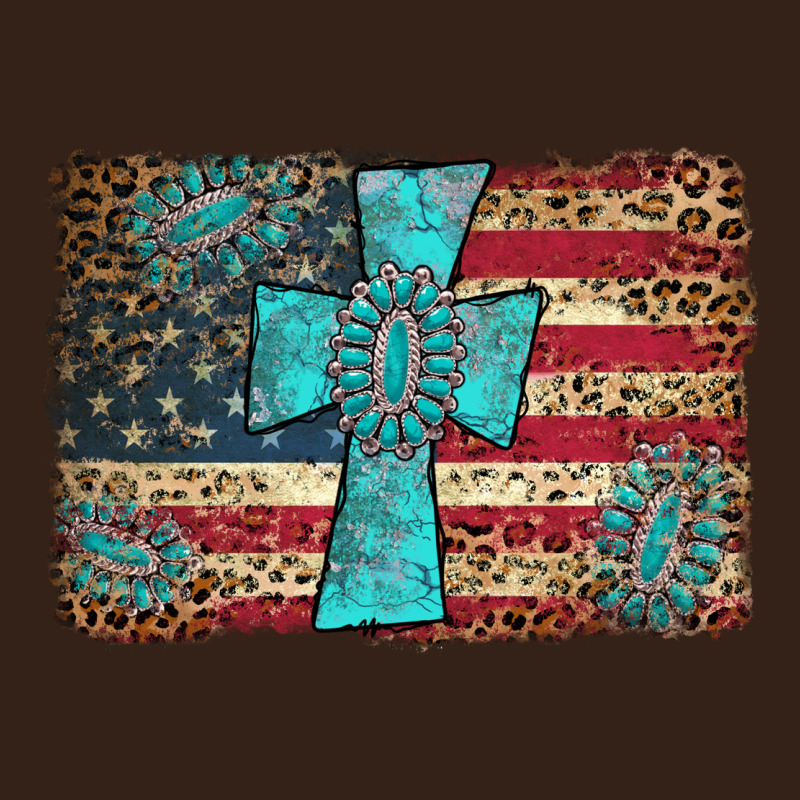 Flag And Turquoise Cross Heavy Core Tee by AdoDesignShop | Teevron