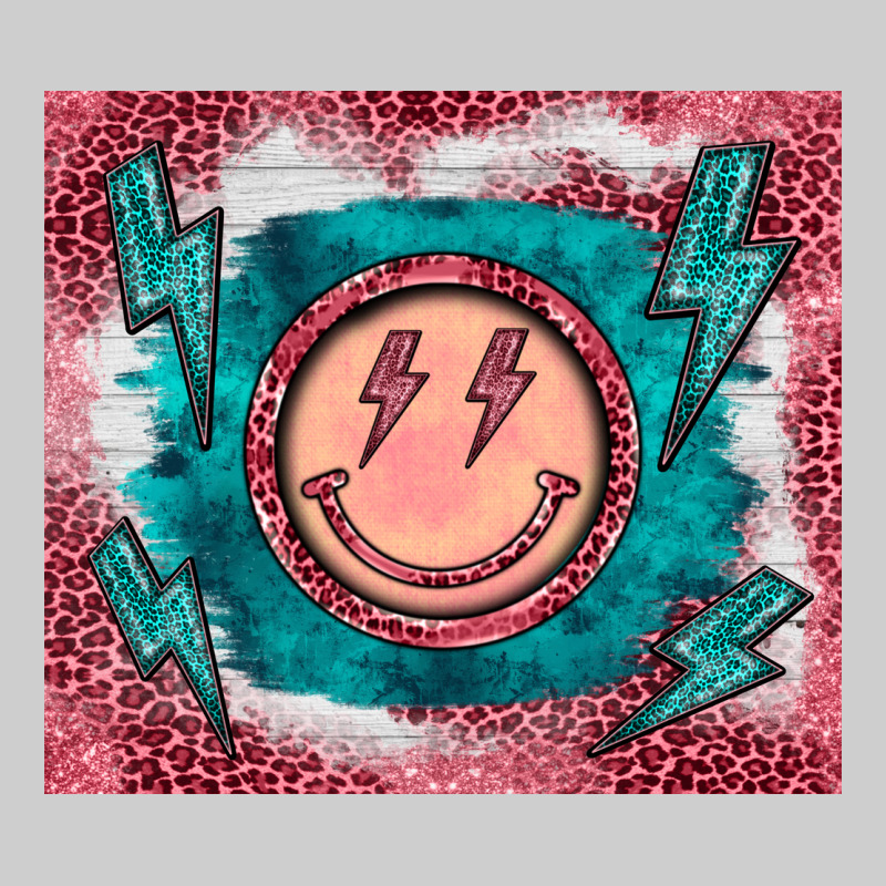 Western Lightning Bolt Smiling Face Turquoise Premium Tee by BarkalooDesign | Teevron