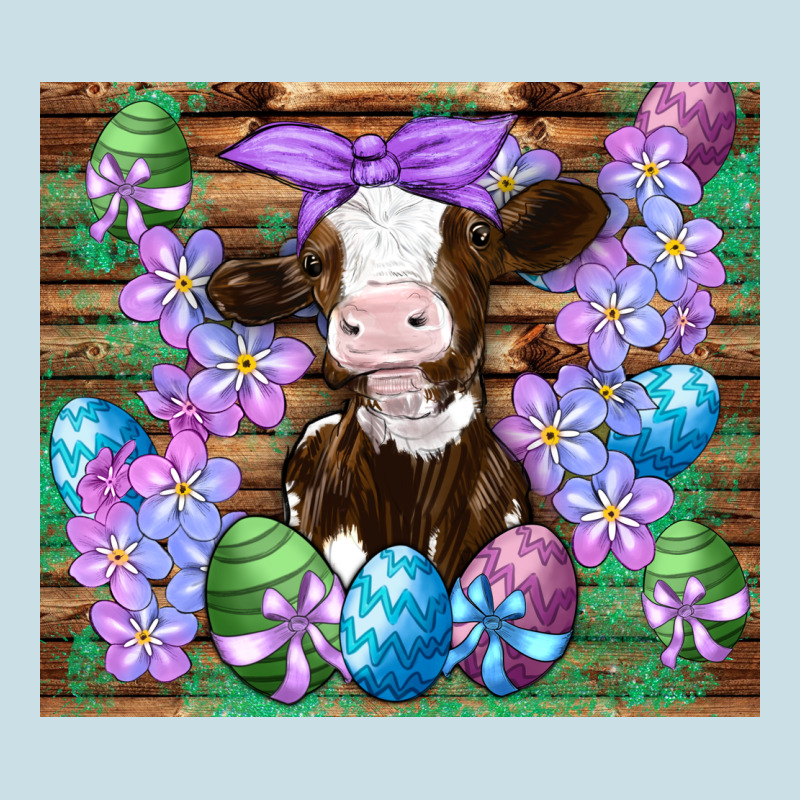 Easter Cow Eggs Flowers Daisys Ladies Tee by Artiststas | Teevron