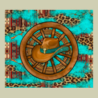 Cowboy Hat Turquoise Aztec Background Old Wheel Heavy Core Tee | Teevron