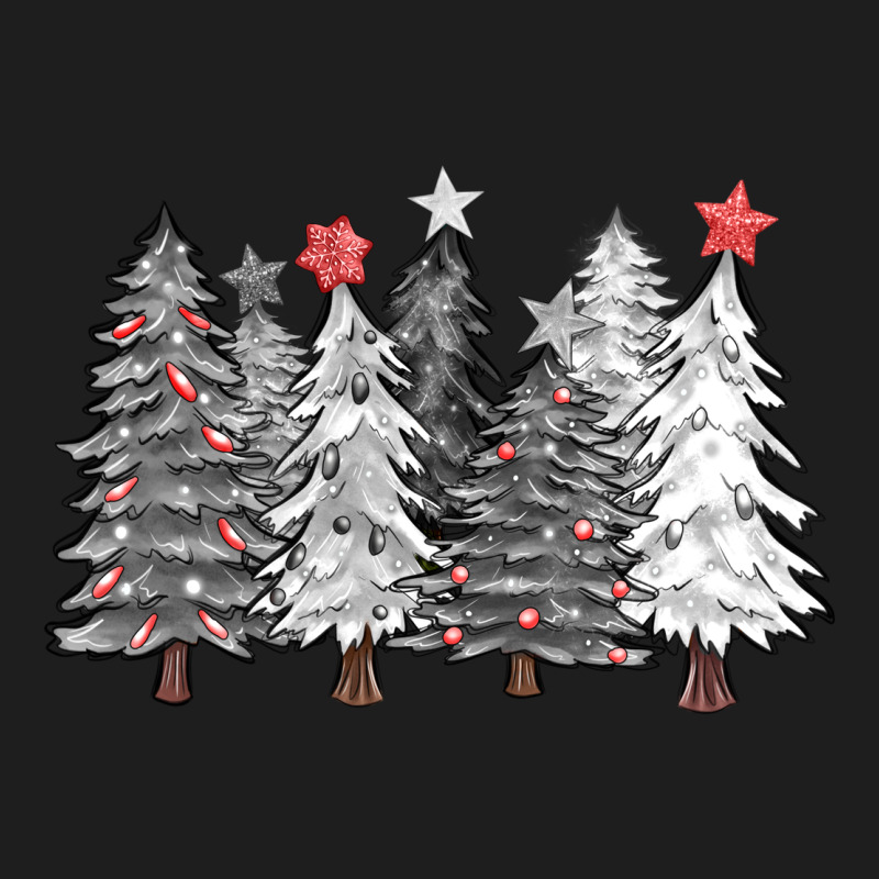 Black And White Christmas Trees With Lights Heavyweight Hoodie by FaDigitalArtStudio | Teevron