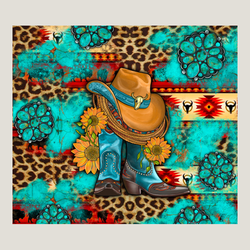 Cowboy Boots With Turquoise And Aztec Heavy Core Tee by Artiststas | Teevron