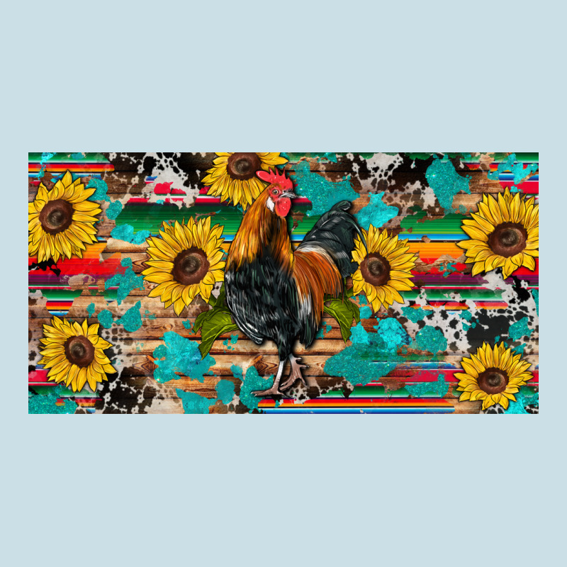 Western Coop Animals Rooster Sunflowers Cowhide Wooden Serape Glitter Ladies Tee by Artiststas | Teevron