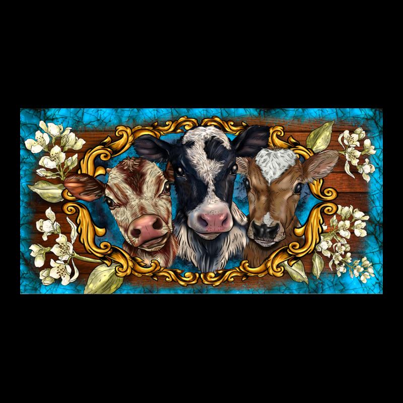 Western Cow Turquoise’s White Flowers License Plate Template Premium Tee by BarkalooDesign | Teevron