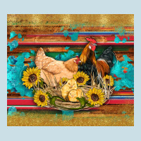Western Coop Animals Farm Chicken Chick Rooster Sunflowers Wooden Sera Ladies Tee | Teevron
