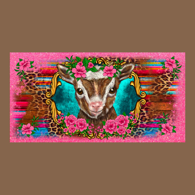 Western Baby Boer Goat Pink Flowers Serape Leopard Pink Glitter Patter Premium Tee by BarkalooDesign | Teevron