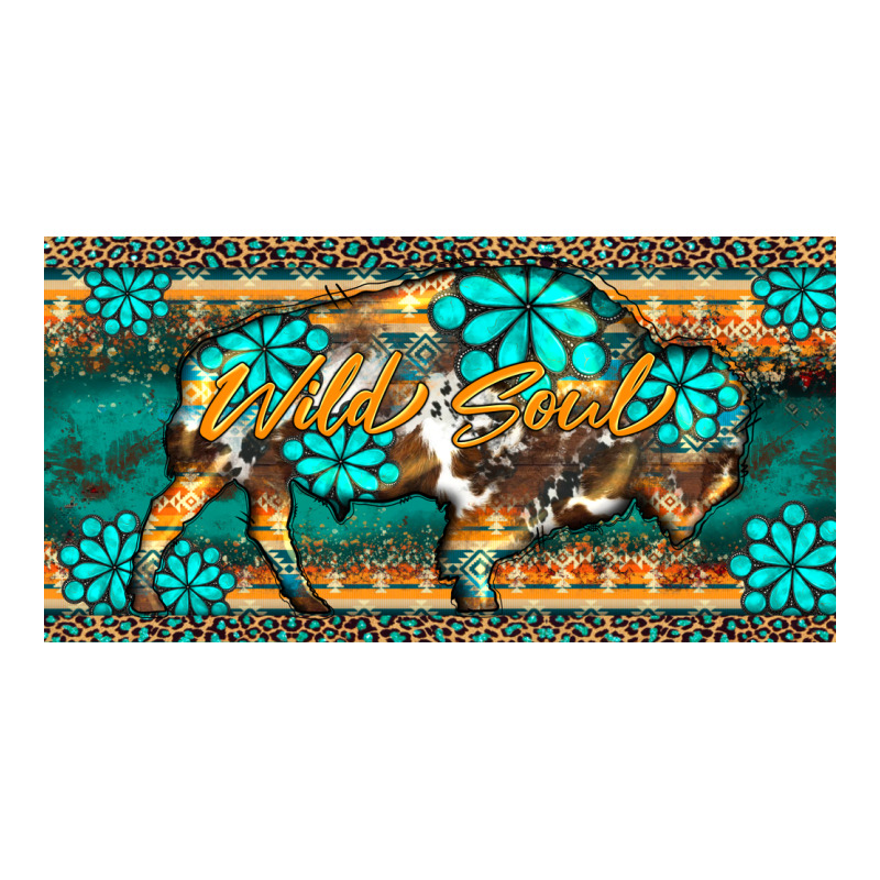 Western  Bison Wild Soul Turquoise's Gemstones  License Plate Template Premium Tee by BarkalooDesign | Teevron