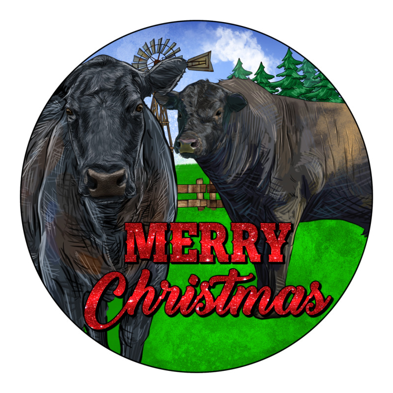 Black Angus Cattle And Bull Merry Christmas Ladies Tee by RanaPortraitStore | Teevron