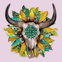 Boho Bullskull With Sunflower And Gemstone Ladies Tee | Teevron