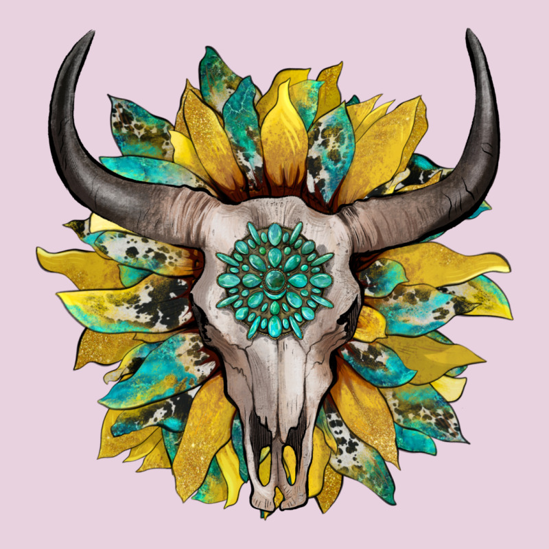 Boho Bullskull With Sunflower And Gemstone Ladies Tee by Artiststas | Teevron