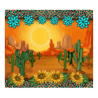 western sunset cactus sunflowers gemstones leopards | Teevron