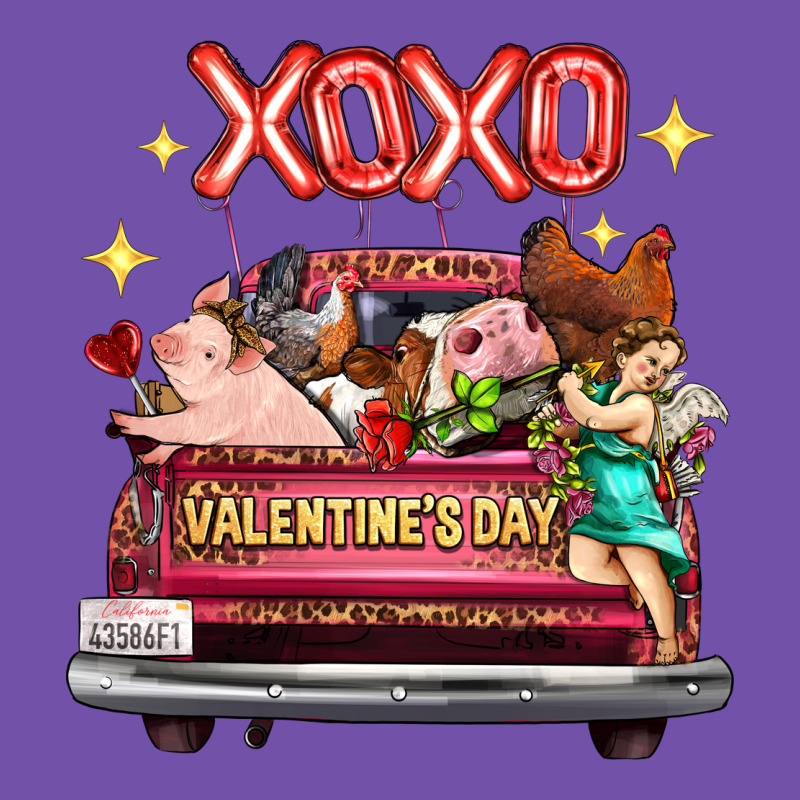 Valentine's Day Truck Farm Animals Cupid Xoxo Premium Sweatshirt by FaDigitalArtStudio | Teevron
