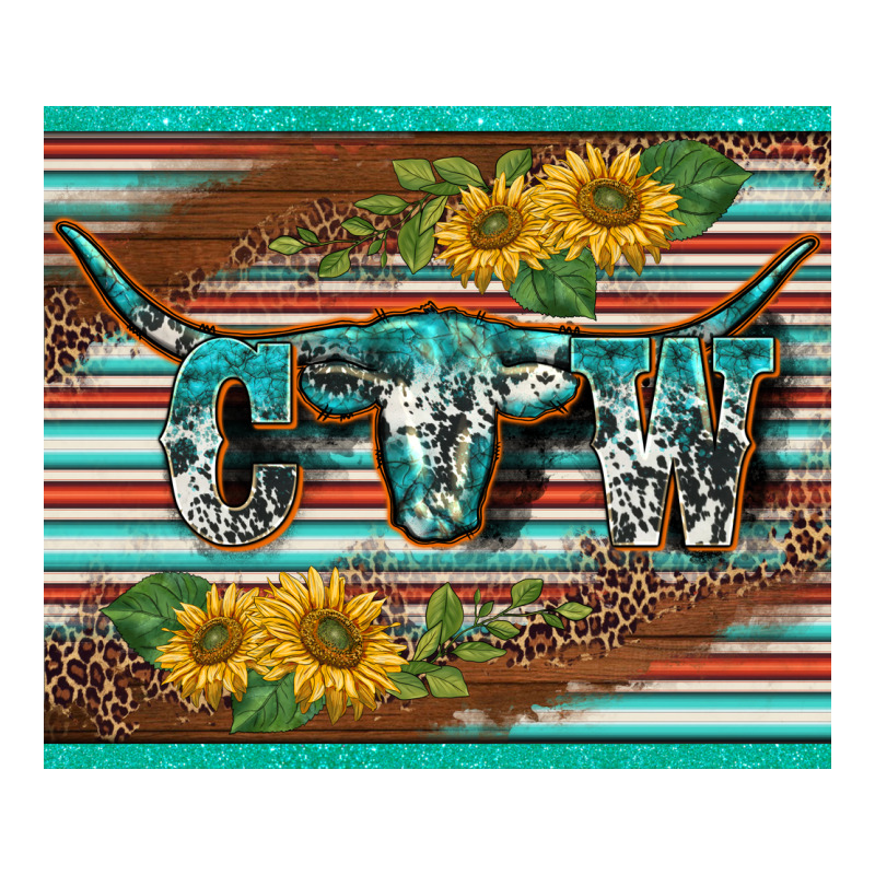 Western Cow Serape Leopard Sunflowers Mousepad Premium Tee by BarkalooDesign | Teevron