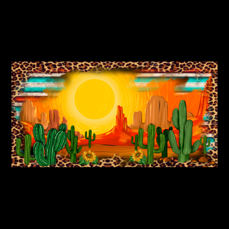 Western  Sunset Cactus Leopard Serape   License Plate Template Premium Tee by BarkalooDesign | Teevron