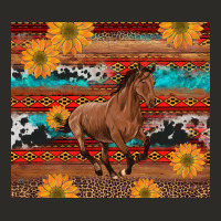 Western Horse And Sunflowers Cowhide Leopard With Aztec Heavy Core Tee | Teevron