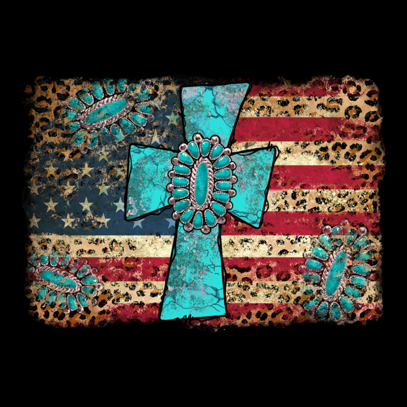 Flag And Turquoise Cross Ladies Tee by AdoDesignShop | Teevron
