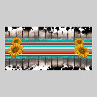 Western Cowhide Serape Sunflower Mama License Plate Premium Tee | Teevron