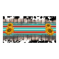 western cowhide serape sunflower mama license plate | Teevron