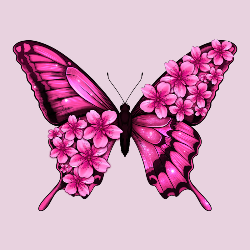 Floral Pink Butterfly Ladies Tee by Jasminsmagicworld | Teevron