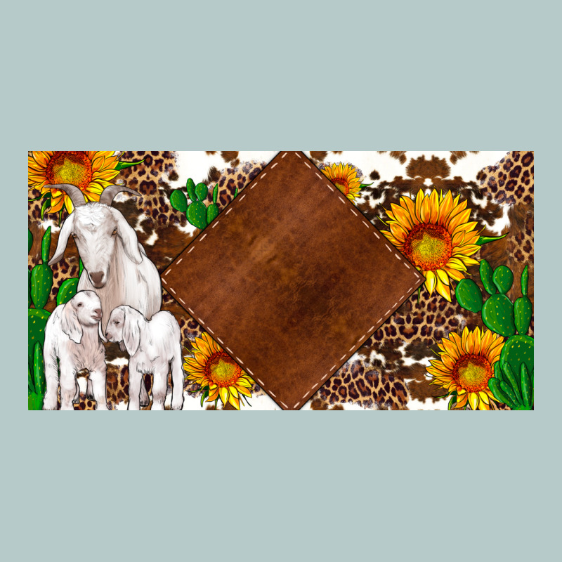 Baby Goats And Sunflower And Cactus With Cowhide License Plate Heavy Core Tee by Artiststas | Teevron