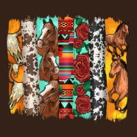 Western Horses Roses And Bullskulls Wıth Cowhide Amd Serape Brushstro Heavy Core Tee | Teevron