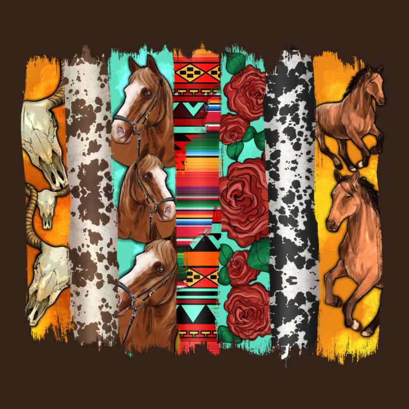 Western Horses Roses And Bullskulls Wıth Cowhide Amd Serape Brushstro Heavy Core Tee by Artiststas | Teevron