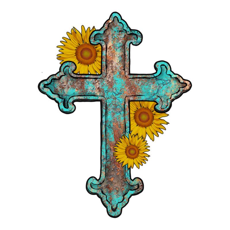 Turquoise Sunflower Cross Ladies Tee by AdoDesignShop | Teevron