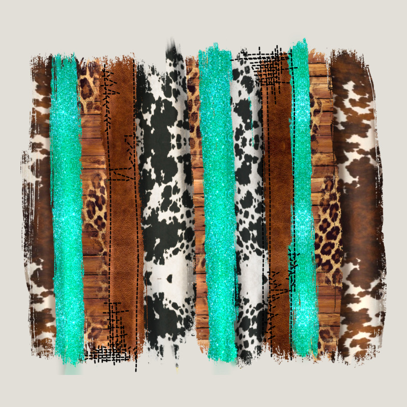 Western Cowhide Wood And Turquoise Glitter Brushstrokes Heavy Core Tee by Artiststas | Teevron