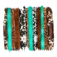 western cowhide wood and turquoise glitter brushstrokes | Teevron
