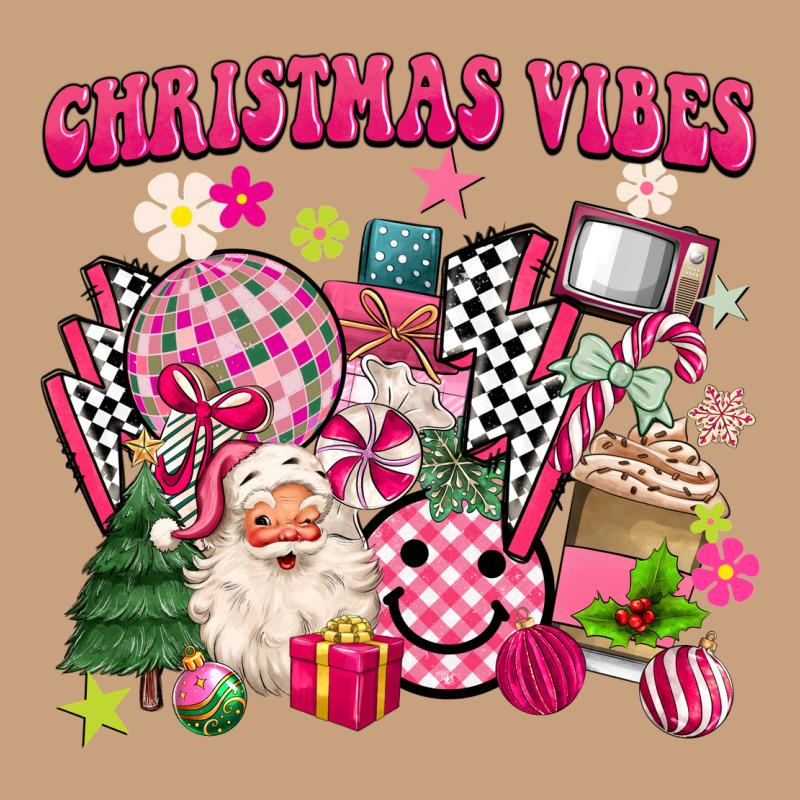 Retro Pink Christmas Vibes Vintage Tee by MaliasSmallBusiness | Teevron