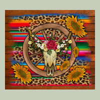 Serape Sunflowers Bull Skull Background Ladies Tee | Teevron