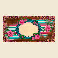Western Pink Flovers Leopard Serape   License Plate Template Premium Tee | Teevron