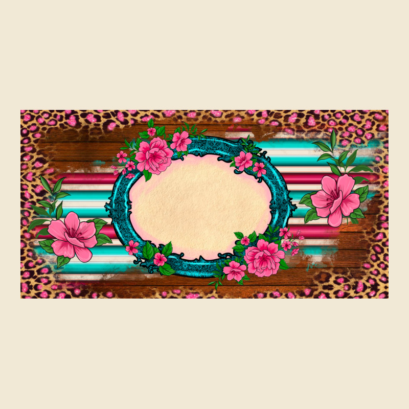 Western Pink Flovers Leopard Serape   License Plate Template Premium Tee by BarkalooDesign | Teevron