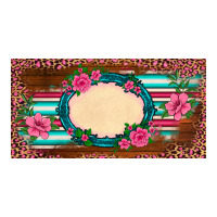 western pink flovers leopard serape   license plate template | Teevron