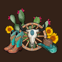 Wheel Bull Skull Western Cowboy Heavy Core Tee | Teevron