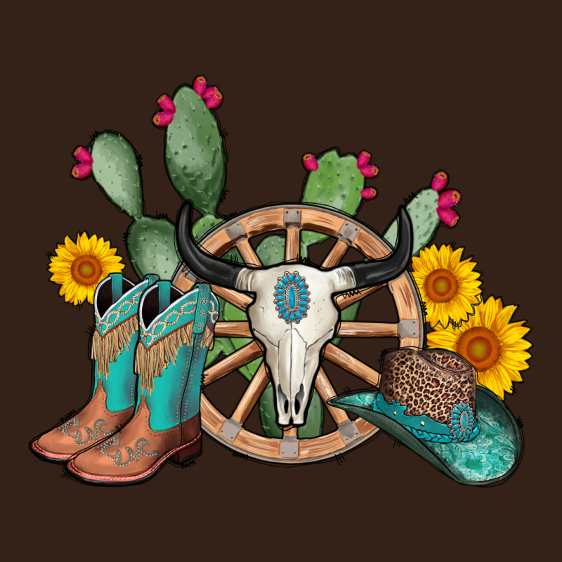 Wheel Bull Skull Western Cowboy Heavy Core Tee by AdoDesignShop | Teevron