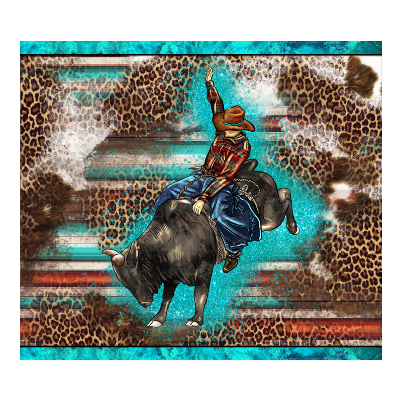 Western Rodeo Bullfighter Serape Leopards Turquoise's Gliterrs Premium Tee by BarkalooDesign | Teevron