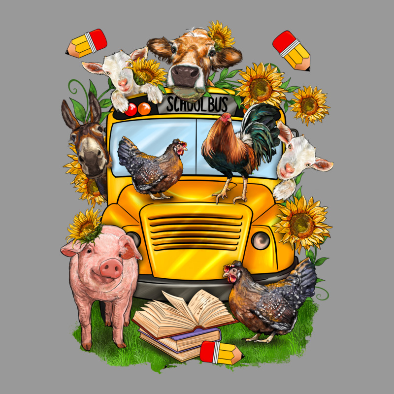 Farm Animals With School Bus Vintage Hoodie by NancyCooperArtShop | Teevron