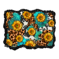 Cowhide Leopard Turquoise Sunflowers Pattern Olivia Heavyweight Hoodie | Teevron