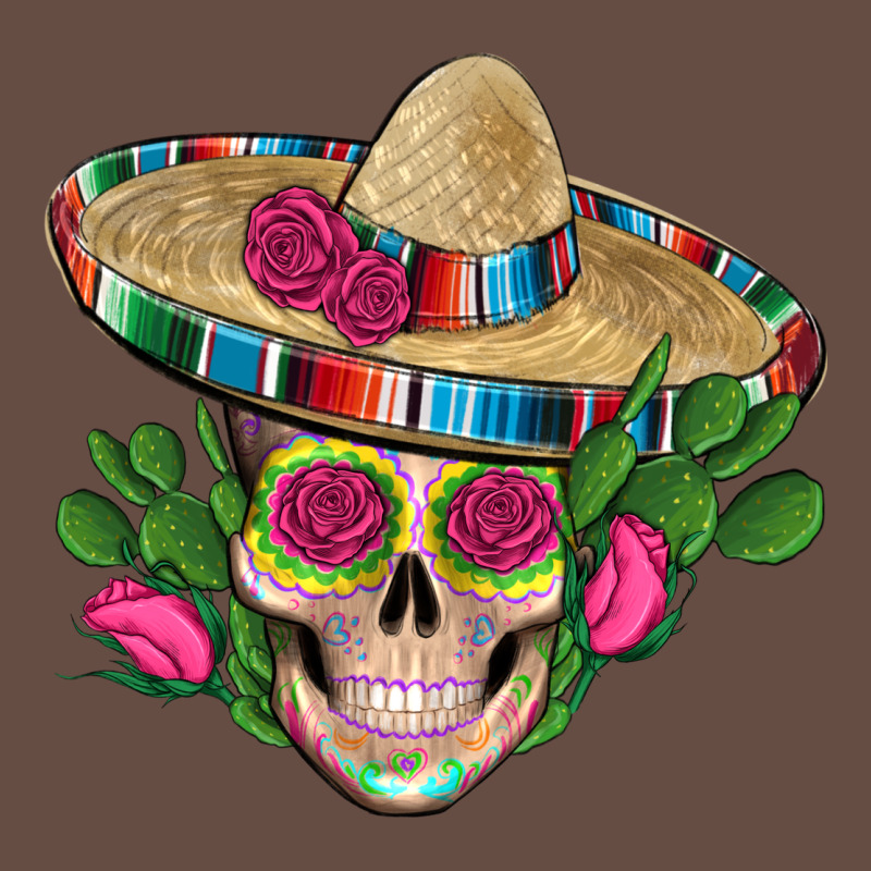 Mexican Skull Sombrero Roses Cactus Serape Long Sleeve Tee by Artiststas | Teevron