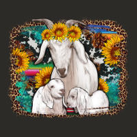 Goat Family With Sunflowers Western Serape Turquoise Background Heavy Core Tee | Teevron
