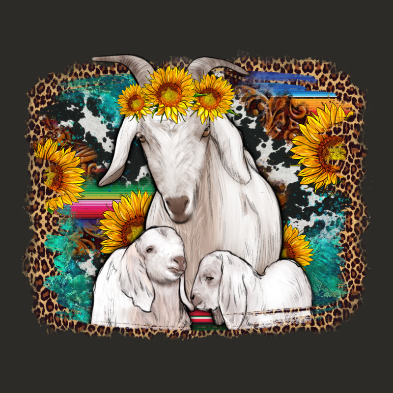 Goat Family With Sunflowers Western Serape Turquoise Background Heavy Core Tee by Artiststas | Teevron